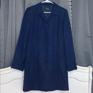 Dana Buchman long sleeve dark navy blue long coat